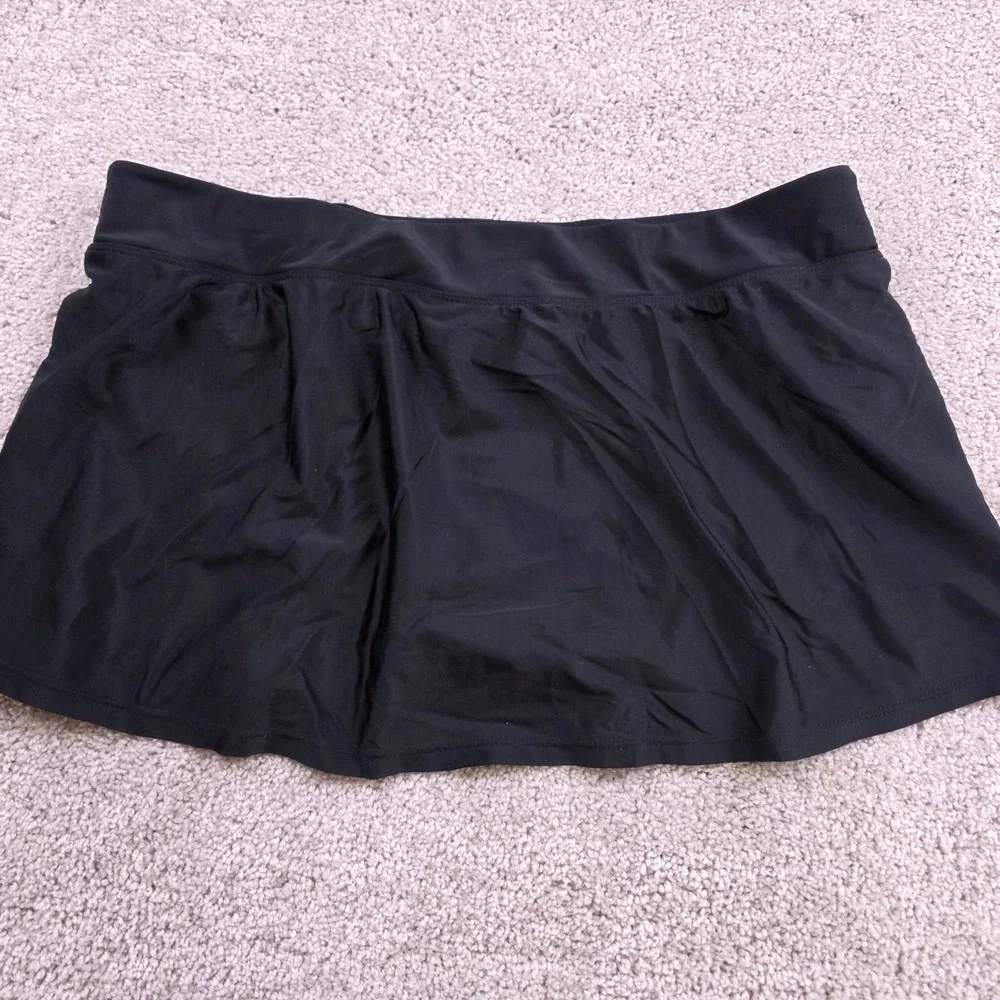 Gerry Swim Skirt Womens Large Black‎ Built-in Brief Zipper Pocket Athletic Skort